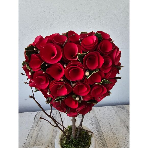 Pier 1 curl wood Bark heart face Valentine statue figurine unique Bush - Picture 2 of 9